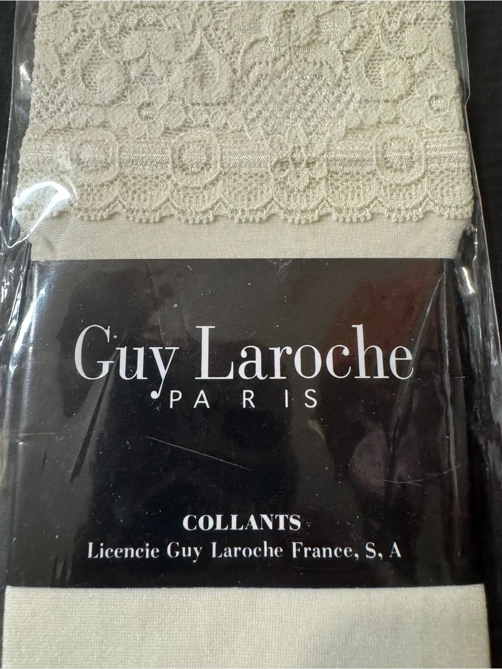 Vintage Guy Laroche Paris Beige Lace-Top Ankle Socks - NWT - Sealed.